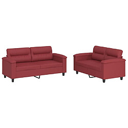 Maison Chic Ensemble de canapés 2 pcs, Canapé droit Sofa pour Salon et coussins Rouge bordeaux Similicuir -GKD415181