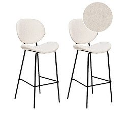 Beliani Tabouret de bar Set de 2 Bouclé Blanc LUANA