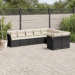 Maison Chic Ensemble Tables et chaises d'extérieur 9 pcs avec coussins,Salon de jardin noir résine tressée -GKD986879