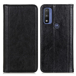 Etui en PU texture litchi fermeture automatique magnétique avec fonction de support, antichoc, noir pour votre Motorola G Pure