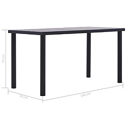 Acheter vidaXL Table à manger Noir et gris béton 140x70x75 cm MDF