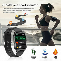 Chrono Montre Connectée Femmes Homme Fitness Tracker étanche IP68 Smartwatch 1.7 "Montre Plein écran Hommes Femmes Fitness activité Tracker, Poignet Moniteur de Fréquence Cardiaque Podomètre(noir)