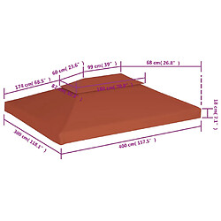 vidaXL Toile supérieure double de belvédère 310 g/m² 4x3 m Terre cuite pas cher