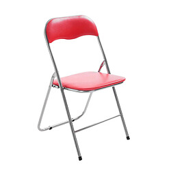 Decoshop26 Chaise de cuisine pliable rouge pied en métal chromé MED10009