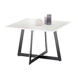 Pegane Table basse coloris blanc/ pieds en métal laqué - Longueur 65 x Hauteur 44 x Profondeur 55 cm