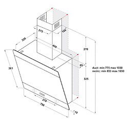 Acheter Hotte décorative inclinée 80cm 647m3/h verre/noir - ihvp83flmk - INDESIT