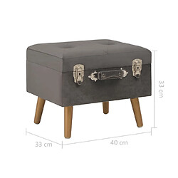 vidaXL Tabouret de rangement 40 cm Gris Velours pas cher