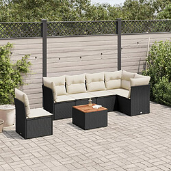 Maison Chic Ensemble Tables et chaises d'extérieur 7pcs avec coussins,Salon de jardin noir résine tressée -GKD746156