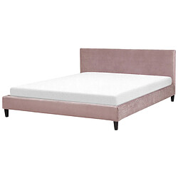 Beliani Lit double en velours rose 180x200 cm FITOU