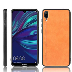 Wewoo Coque Pour Huawei Enjoy 9 / Y7 Pro 2019 Antichoc Couture Vache Motif Peau PC + PU + TPU Cas Orange