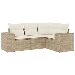 Maison Chic Salon de jardin avec coussins 4 pcs | Ensemble de Table et chaises | Mobilier d'Extérieur beige résine tressée -GKD88375