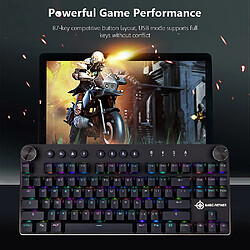 Universal Clavier gaming mécanique MK11 USB et sans fil BT 3.0 RGB rétroéclairé commutable clavier gaming à 87 touches | clavier (noir) pas cher