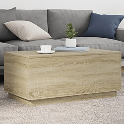 Maison Chic Table basse pour salon | Table à café avec lumières LED chêne sonoma 90x50x40 cm -GKD15189