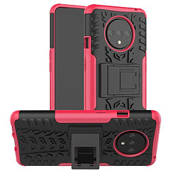 Wewoo Coque Pour OnePlus 7T Texture de pneu TPU antichoc + PC Housse de protection avec support rose