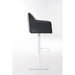 Avis Decoshop26 Tabouret de bar chaise haute de comptoir couture carrées assise en PVC noir cadre en métal blanc 10_0004740