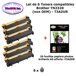 6 Toners génériques TN-2320 pour Brother DCP L2500 L2500D L2520DW L2540DN L2560DW L2700 imprimante+ 20f A6 brillantes -T3AZUR