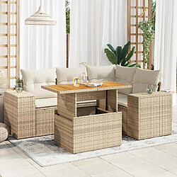 vidaXL Salon de jardin avec coussins 5 pcs beige résine tressée