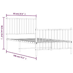 vidaXL Cadre de lit métal sans matelas avec pied de lit noir 90x190 cm pas cher