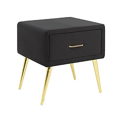 Beliani Table de chevet Velours Noir FLAYAT