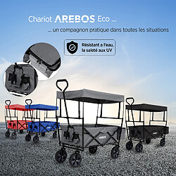 AREBOS Chariot de jardin pliable, Chariot de transport à main, Avec barre de poussée, Pliable, Gris pas cher