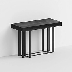 Inside 75 Table console extensible 6 couverts CEMENTO 50/134x110x75cm structure métal plateau noir