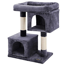 Helloshop26 Arbre à chat colonne en sisal pour aiguiser les griffes 2 niches luxueuses maison de jeu meubles pour chatons chats et félins 84 cm couleur gris foncé 12_0001153