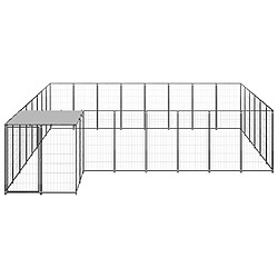 Helloshop26 Chenil extérieur cage enclos parc animaux chien 15,73 m² 110 cm acier noir 02_0000498