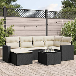 Maison Chic Salon de jardin 7 pcs avec coussins | Ensemble de Table et chaises | Mobilier d'Extérieur noir résine tressée -GKD38821