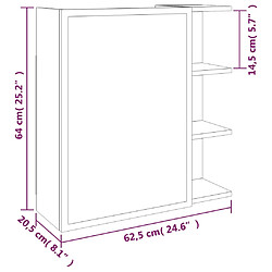 Helloshop26 Armoire à miroir de salle de bain 62,5 x 20,5 x 64 cm gris 02_0006739 pas cher