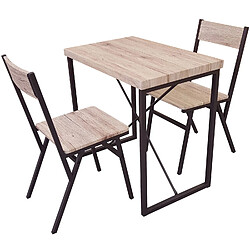 Urban Living Table haute avec 2 chaises - L. 80 x H. 75 cm - Marron