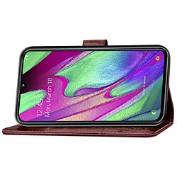 Wewoo Housse Coque Étui en cuir à Motif fleurs pressées Lucky Clover pour Galaxy A40avec porte-cartes et & Portefeuille et dragonne Marron pas cher