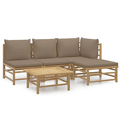 Maison Chic Salon de jardin 5 pcs + coussins - Mobilier/Meubles de jardin - Table et chaises d'extérieur taupe bambou -MN92670