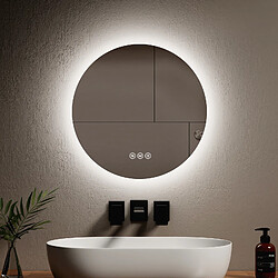 EMKE Miroir lumineux salle de bain rond diamètre 50cm, Miroir LED rétro-éclairage avec Interrupteur Tactile, Anti-buée, Miroir avec éclairage Lumière Blanche Froide/Neutre/Chaude