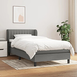 Maison Chic Structures de lit + matelas,Lit à sommier tapissier avec matelas Gris foncé 80x200 cm Tissu -MN57977