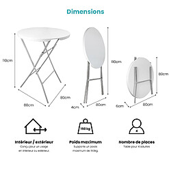 SkyLantern Lot de 2 Tables Hautes Mange Debout Pliante 110x80 cm