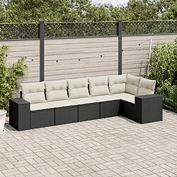 vidaXL Salon de jardin 6 pcs avec coussins noir résine tressée