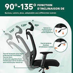 Avis Lexzurn Fauteuil de Bureau Ergonomique et Pliable,Dossier et Assise Haute avec Base de Sécurité en Acier Charge 150KG