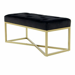 Paris Prix Banc Design Velours Cameron 90cm Noir & Or