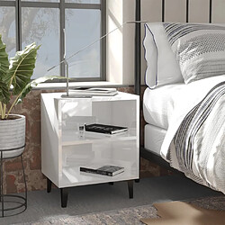 Maison Chic Lot de 2 Tables de chevet en métal Tables de Nuit blanc brillant 40x30x50cm