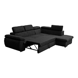 Acheter Vente-Unique Canapé d'angle convertible en tissu avec coffre de rangement FABIEN - Noir - Angle droit