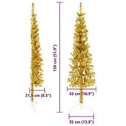 vidaXL Demi sapin de Noël artificiel mince avec support Doré 150 cm pas cher