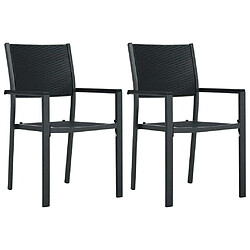 Maison Chic Lot de 2 Chaises de jardin,Fauteuil d'extérieur Noir Plastique Aspect de rotin -MN46318