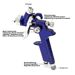 Helloshop26 Pistolet à peinture professionnel HVLP avec buse de 0.8 mm bleu 16_0000636