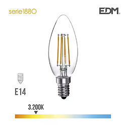 Edm Ampoule LED E14 4W Bougie équivalent à 25W - Blanc Chaud 3200K