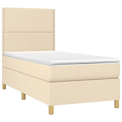 Avis Maison Chic Structures de lit + matelas,Lit à sommier tapissier avec matelas Crème 90x200 cm Tissu -MN28547