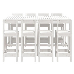 Avis vidaXL Ensemble de bar de jardin 9 pcs blanc bois de pin massif