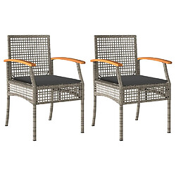 Maison Chic Lot de 2 Chaises de jardin coussins | chaises Relax gris résine tressée acacia -GKD12788