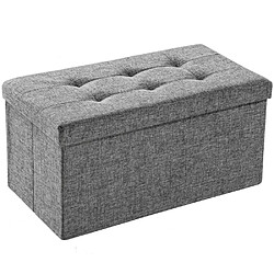 Helloshop26 Pouf coffre de rangement pliable grand format tissu gris clair 1208013 pas cher