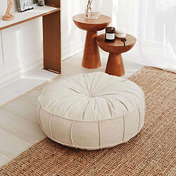 Hanah Home Coussin de sol effet bouclette Teddy blanc.