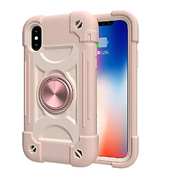 Universal Associable YH pour l'iPhone X / XS / 5.8 Shell de téléphone mobile, coque de support de rotation de couleur de contraste, couvercle de protection tout compris tout compris (rose)